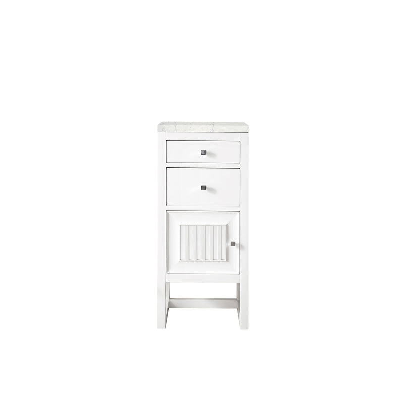 James Martin Athens 15" Cabinet with Drawers and Door Glossy White with 3 cm Eternal Jasmine Pearl Quartz Top E645-B15L-GW-3EJP