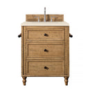 James Martin Copper Cove 26" Single Vanity Cabinet Driftwood Patina with 3 cm Eternal Marfil Quartz Top 300-V26-DRP-3EMR