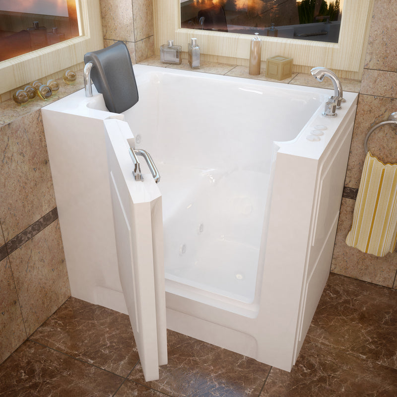 MediTub Walk-In 27" x 39" Right Drain White Whirlpool Jetted Walk-In Bathtub