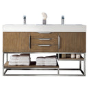 James Martin Columbia 59" Double Vanity Latte Oak with Glossy White Composite Top 388-V59D-LTO-BN-GW