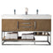 James Martin Columbia 59" Double Vanity Latte Oak with Glossy White Composite Top 388-V59D-LTO-BN-GW