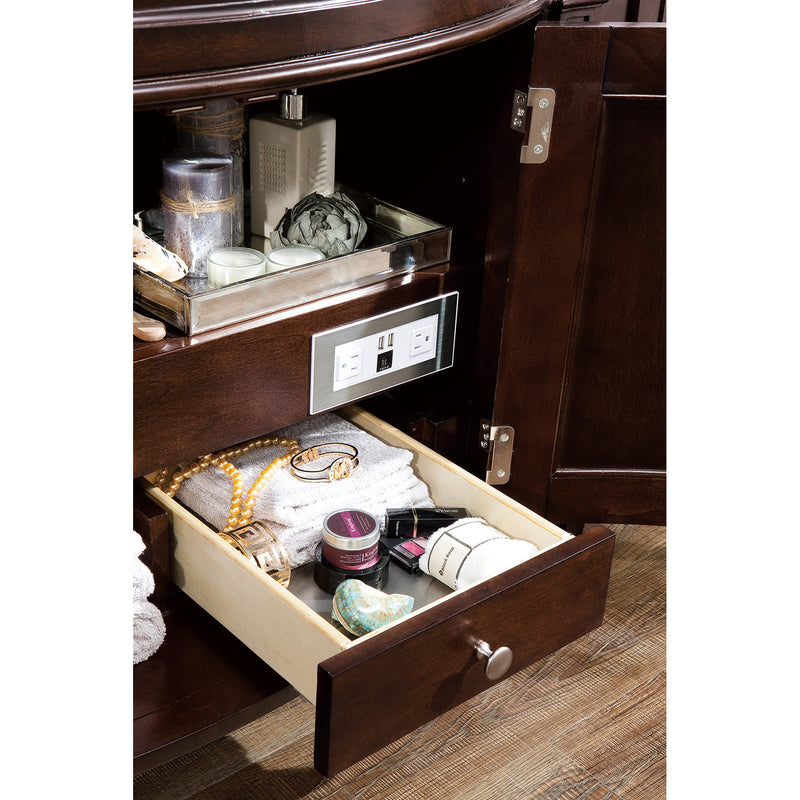 James Martin Brittany 46" Single Vanity Burnished Mahogany with 3 cm Classic White Quartz Top 650-V46R-BNM-CLW