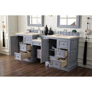 James Martin De Soto 82" Double Vanity Set Silver Gray with Makeup Table 3 cm Eternal Marfil Quartz Top 825-V82-SL-DU-EMR