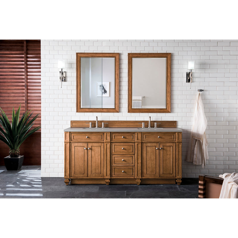 James Martin Bristol 72" Double Vanity Saddle Brown with 3 cm Gray Expo Quartz Top 157-V72-SBR-3GEX