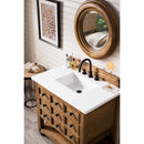 James Martin Malibu 36" Single Vanity Cabinet Honey Alder with 3 cm Classic White Quartz Top 500-V36-HON-3CLW