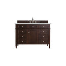 James Martin Brittany 48" Burnished Mahogany Single Vanity with 3 cm Ethereal Noctis Quartz Top 650-V48-BNM-3ENC