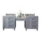 James Martin Copper Cove Encore 86" Double Vanity Set Silver Gray with Makeup Table 3 cm Classic White Quartz Top 301-V86-SL-DU-3CLW