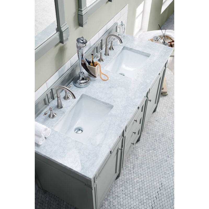 James Martin Brittany 60" Urban Gray Double Vanity with 3 cm Carrara Marble Top 650-V60D-UGR-3CAR