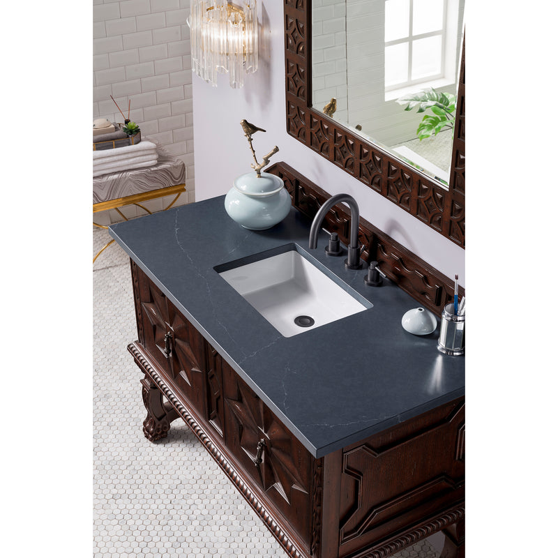 James Martin Balmoral 48" Single Vanity Cabinet Antique Walnut with 3 cm Charcoal Soapstone Quartz Top 150-V48-ANW-3CSP