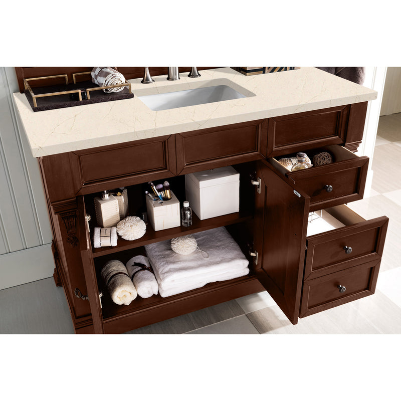 James Martin Brookfield 48" Warm Cherry Single Vanity with 3 cm Eternal Marfil Quartz Top 147-114-5286-3EMR