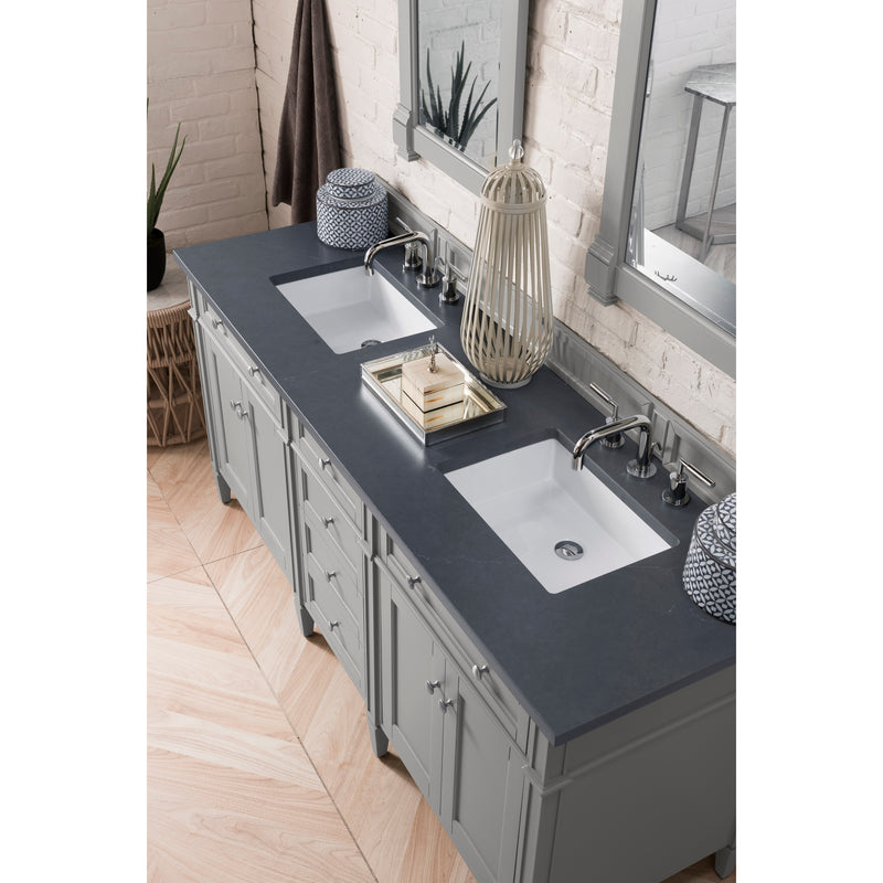 James Martin Brittany 72" Urban Gray Double Vanity with 3 cm Charcoal Soapstone Quartz Top 650-V72-UGR-3CSP