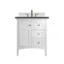 James Martin Palisades 30" Single Vanity Bright White with 3 cm Charcoal Soapstone Quartz Top 527-V30-BW-3CSP