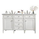 James Martin Brittany 60" Bright White Double Vanity with 3 cm Carrara Marble Top 650-V60D-BW-3CAR