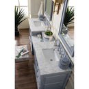 James Martin De Soto 94" Double Vanity Set Silver Gray with Makeup Table 3 cm Carrara Marble Top 825-V94-SL-DU-CAR