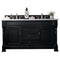 James Martin Brookfield 60" Antique Black Double Vanity with 3 cm Arctic Fall Solid Surface Top 147-114-5631-3AF