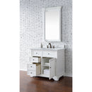 James Martin Savannah 36" Bright White Single Vanity with 3 cm Carrara Marble Top 238-104-V36-BW-3CAR