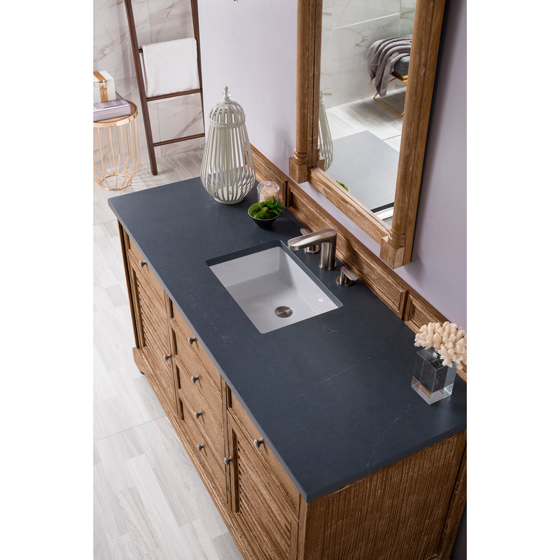 James Martin Savannah 60" Single Vanity Cabinet Driftwood with 3 cm Charcoal Soapstone Quartz Top 238-104-5311-3CSP