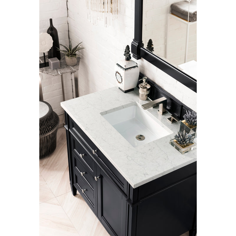 James Martin Brittany 36" Black Onyx Single Vanity with 3 cm Eternal Jasmine Pearl Quartz Top 650-V36-BKO-3EJP