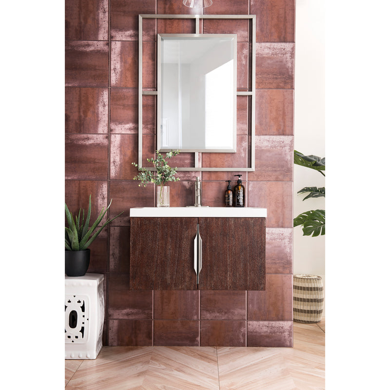 James Martin Columbia 31.5" Single Vanity Cabinet Coffee Oak with White Glossy Resin Countertop 388-V31.5-CFO-WG