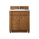 James Martin Bristol 30" Single Vanity Saddle Brown with 3 cm Classic White Quartz Top 157-V30-SBR-3CLW