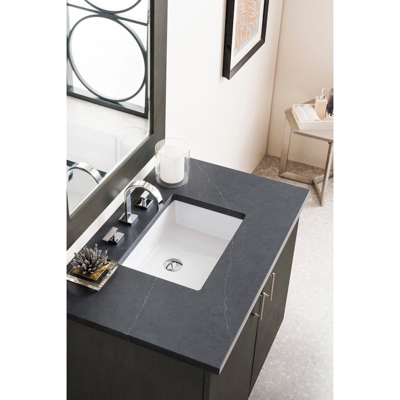 James Martin Metropolitan 36" Single Vanity Silver Oak with 3 cm Charcoal Soapstone Quartz Top 850-V36-SOK-3CSP