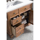 James Martin Savannah 36" Single Vanity Cabinet Driftwood with 3 cm Classic White Quartz Top 238-104-5511-3CLW