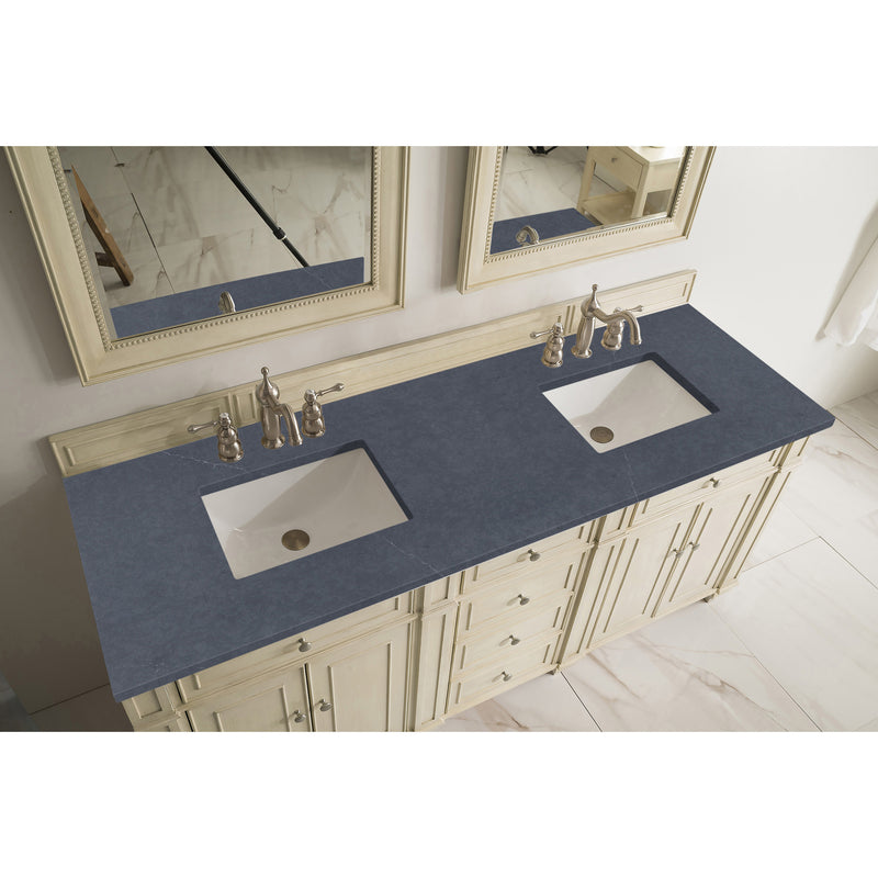 James Martin Bristol 72" Double Vanity Vintage Vanilla with 3 cm Charcoal Soapstone Quartz Top 157-V72-VV-3CSP