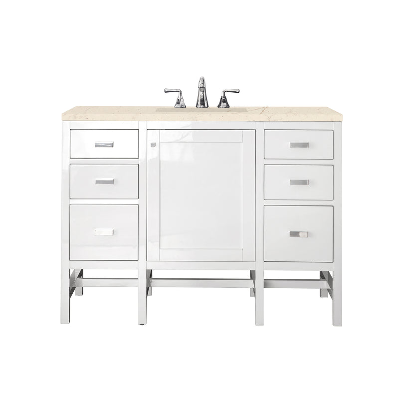 James Martin Addison 48" Single Vanity Cabinet Glossy White with 3 cm Eternal Marfil Top E444-V48-GW-3EMR