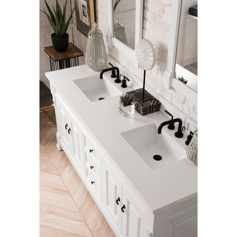 James Martin Brookfield 72" Bright White Double Vanity with 3 cm Classic White Quartz Top 147-V72-BW-3CLW