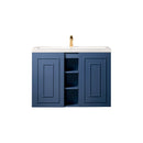 James Martin Alicante' 39.5" Single Vanity Cabinet Azure Blue with White Glossy Composite Countertop E110V39.5AZBWG