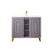 James Martin Alicante' 39.5" Single Vanity Cabinet Grey Smoke Radiant Gold with White Glossy Resin Countertop E110-V39.5-GSM-RGD-WG