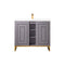 James Martin Alicante' 39.5" Single Vanity Cabinet Gray Smoke Radiant Gold with White Glossy Composite Countertop E110V39.5GSMRGDWG