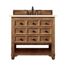 James Martin Malibu 36" Single Vanity Cabinet Honey Alder with 3 cm Eternal Marfil Quartz Top 500-V36-HON-3EMR