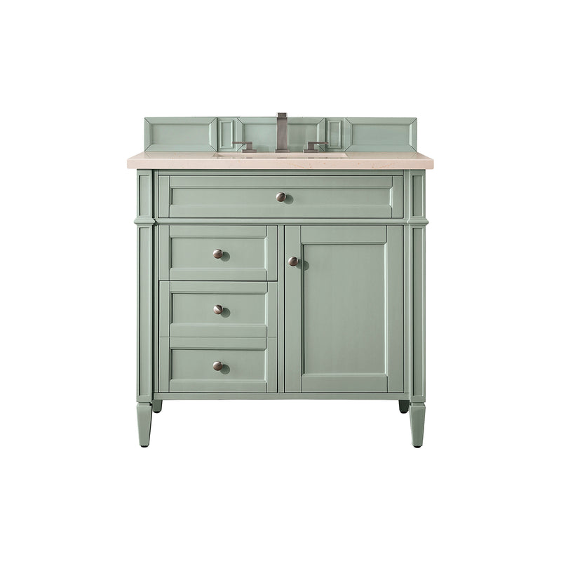 James Martin Brittany 36" Sage Green Single Vanity with 3 cm Eternal Marfil Quartz Top 650-V36-SGR-3EMR