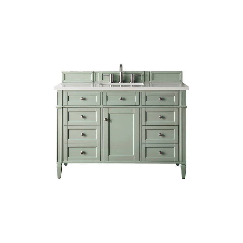 James Martin Brittany 48" Sage Green Single Vanity with 3 cm Classic White Quartz Top 650-V48-SGR-3CLW