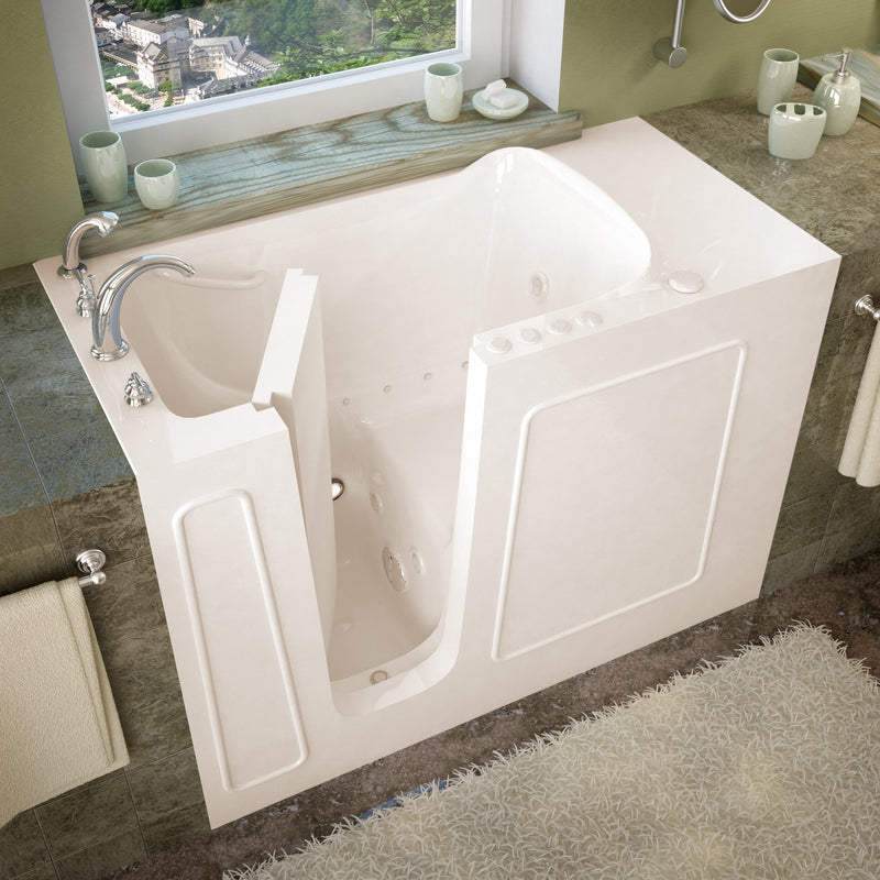 MediTub Walk-In 26" x 53" Left Drain Biscuit Whirlpool and Air Jetted Walk-In Bathtub