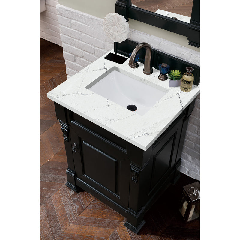 James Martin Brookfield 26" Antique Black Single Vanity with 3 cm Ethereal Noctis Quartz Top 147-114-V26-AQB-3ENC