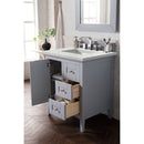 James Martin Palisades 30" Single Vanity Silver Gray with 3 cm Eternal Jasmine Pearl Quartz Top 527-V30-SL-3EJP