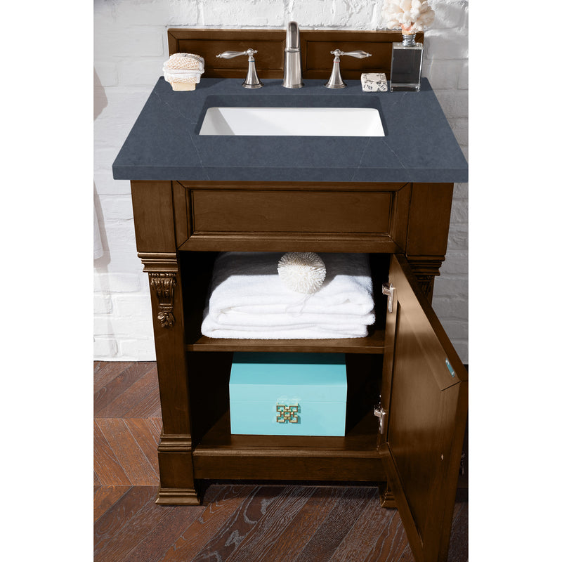 James Martin Brookfield 26" Country Oak Single Vanity with 3 cm Charcoal Soapstone Quartz Top 147-114-V26-COK-3CSP