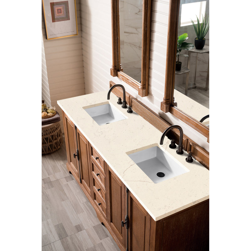 James Martin Providence 72" Double Vanity Cabinet Driftwood with 3 cm Eternal Marfil Quartz Top 238-105-5711-3EMR