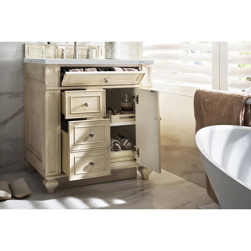 James Martin Bristol 30" Single Vanity Vintage Vanilla with 3 cm Ethereal Noctis Quartz Top 157-V30-VV-3ENC