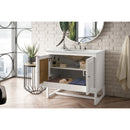 James Martin Athens 36" Single Vanity Cabinet Glossy White with 3 cm Eternal Jasmine Pearl Quartz Top E645-V36-GW-3EJP