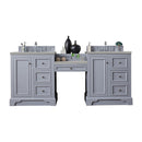 James Martin De Soto 82" Double Vanity Set Silver Gray with Makeup Table 3 cm Eternal Serena Quartz Top 825-V82-SL-DU-ESR