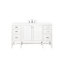 James Martin Addison 60" Single Vanity Cabinet Glossy White with 3 cm Classic White Quartz Top E444-V60S-GW-3CLW