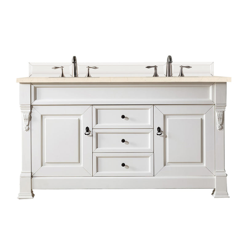 James Martin Brookfield 60" Bright White Double Vanity with 3 cm Eternal Marfil Quartz Top 147-V60D-BW-3EMR