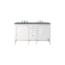 James Martin Addison 60" Double Vanity Cabinet Glossy White with 3 cm Cala Blue Top E444-V60D-GW-3CBL