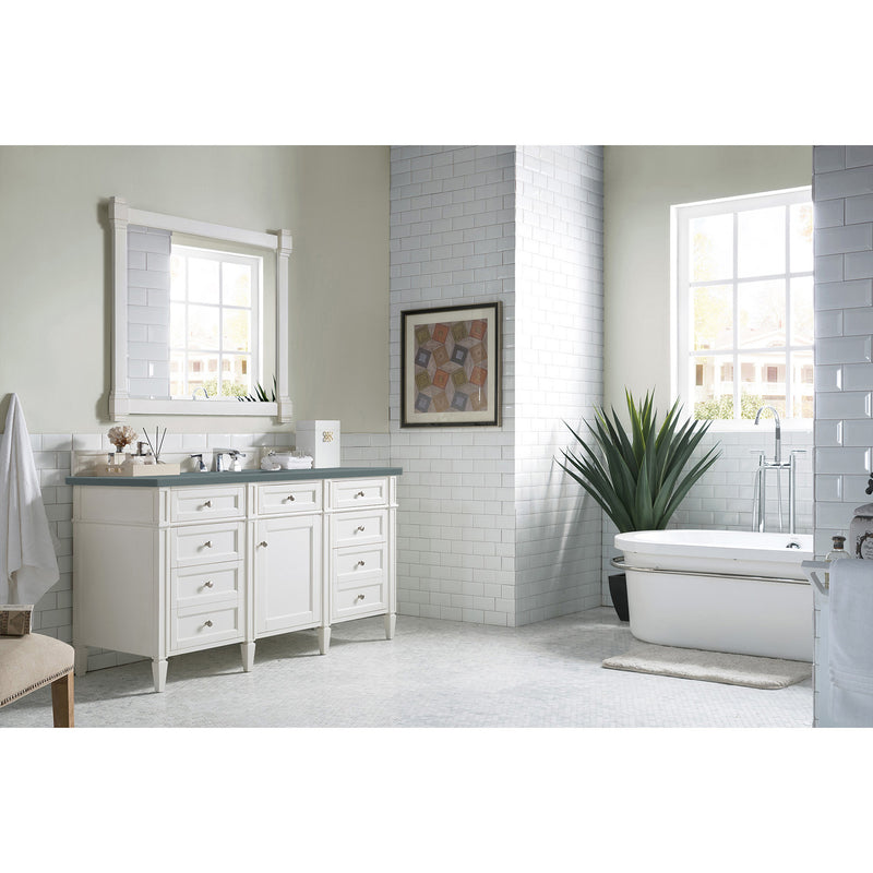 James Martin Brittany 60" Bright White Single Vanity with 3 cm Cala Blue Quartz Top 650-V60S-BW-3CBL