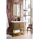 James Martin Columbia 31.5" Single Vanity Cabinet Latte Oak Radiant Gold with White Glossy Resin Countertop 388-V31.5-LTO-RGD-WG