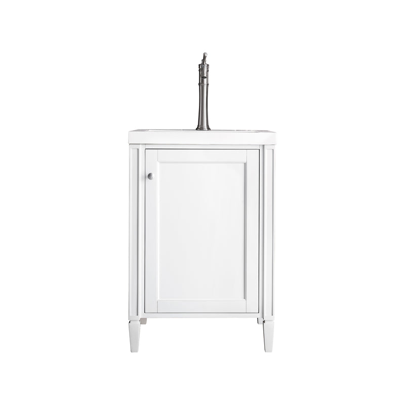 James Martin Britannia 24" Single Vanity Cabinet Glossy White with White Glossy Resin Countertop E652-V24-GW-WG