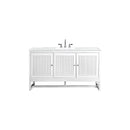 James Martin Athens 60" Single Vanity Cabinet Glossy White with 3 cm Arctic Fall Solid Surface Countertop E645-V60S-GW-3AF